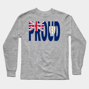 Anguilla Flag Design in The Word Proud - BVI - Soca Mode Long Sleeve T-Shirt